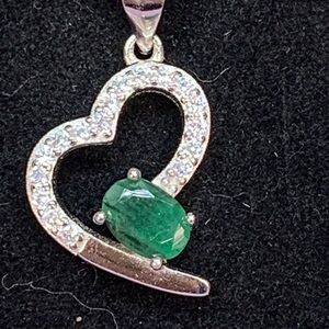 Emerald Pendant With Cubic Zirconia